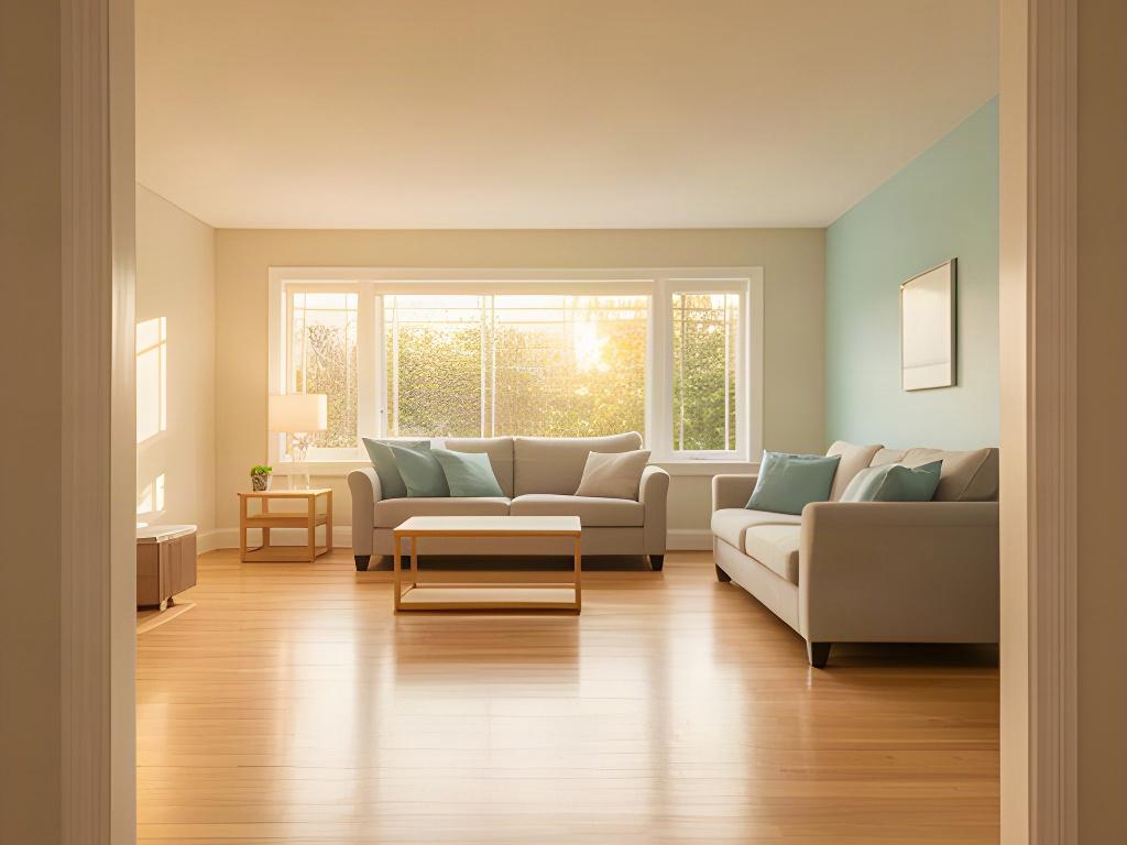 Freshly detailed living room in a Bartlesville home after a move-out clean