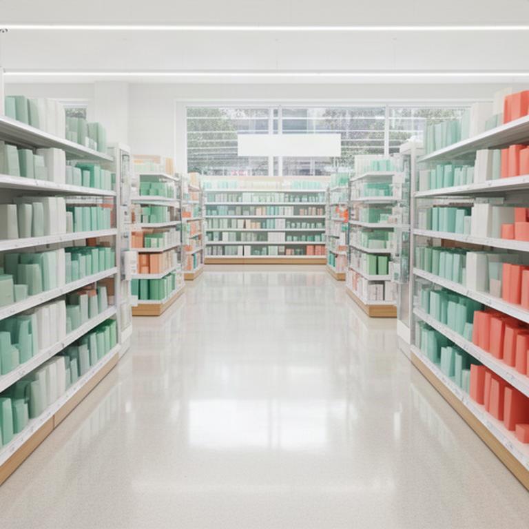 Clean retail store aisle with polished flooring and bright product displays